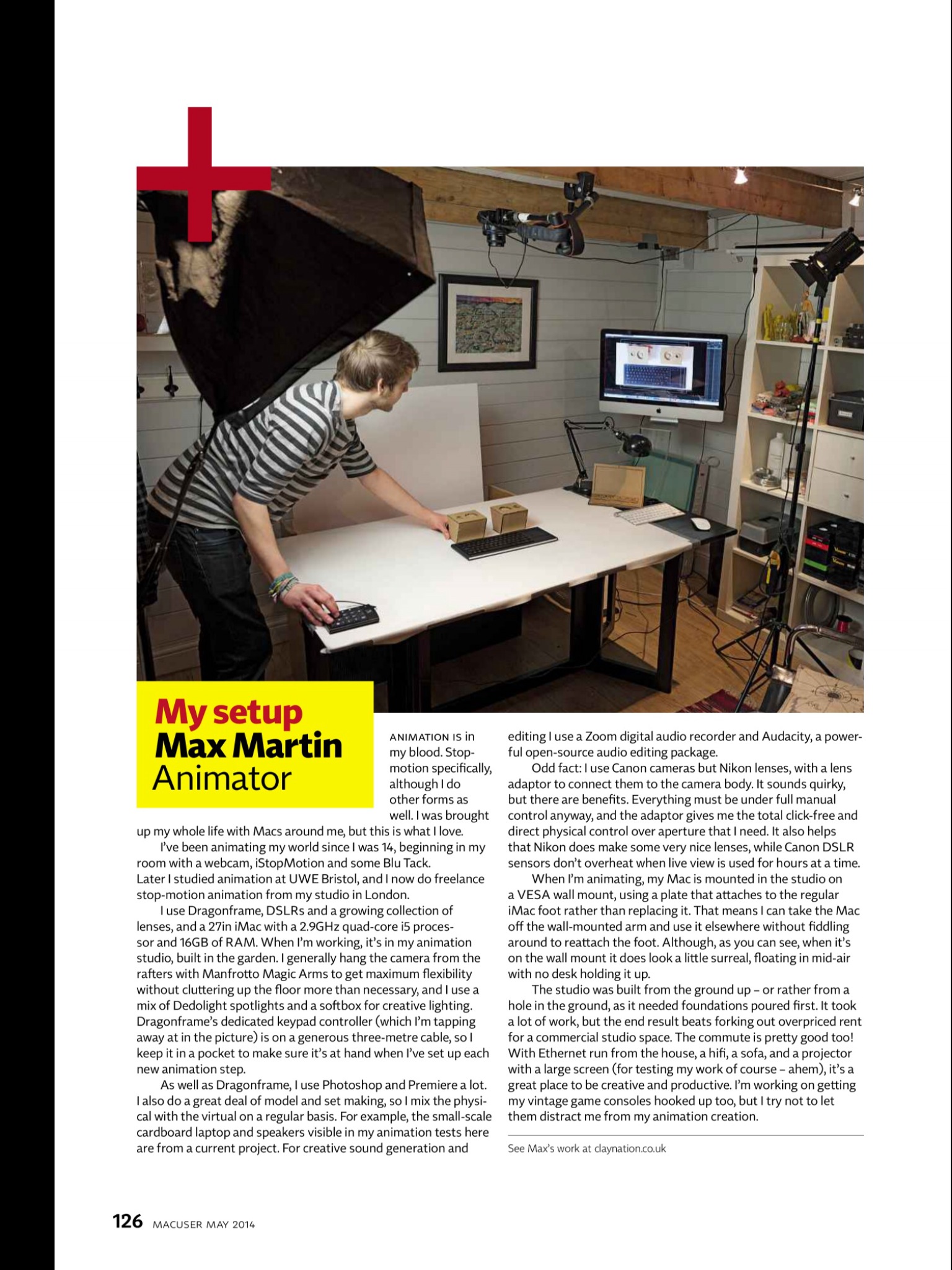 Claynation Studio featured in MacUser magazine